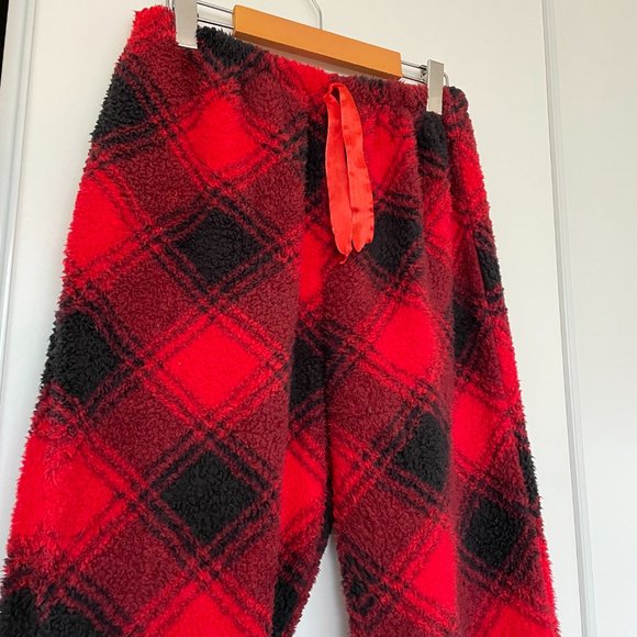 Sherpa Red Plaid PJ Pants - Picture 2 of 3